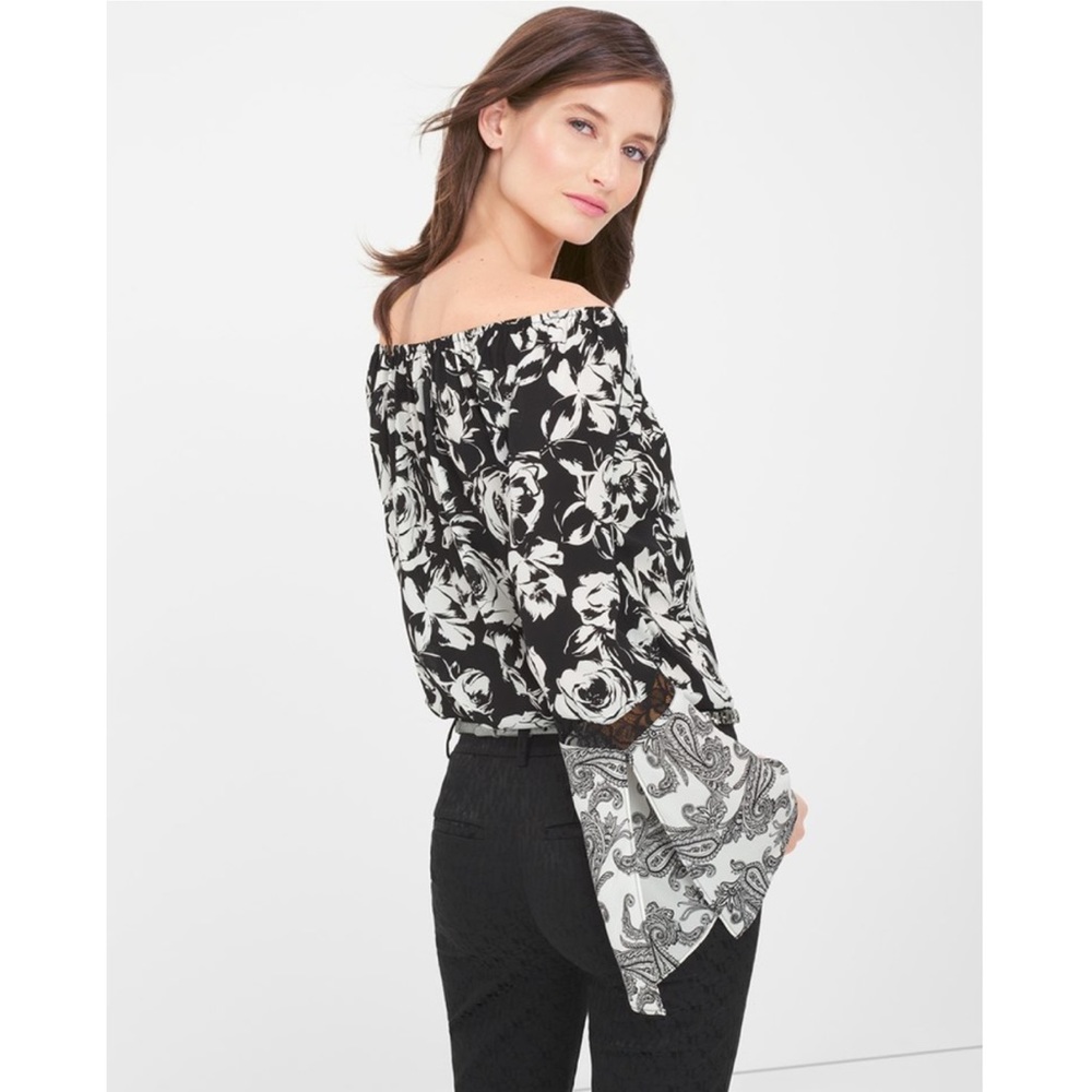 White House Black Market Floral Peasant Blouse